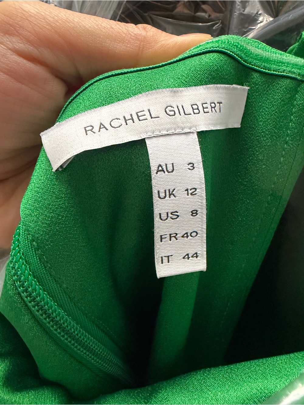 Rachel Gilbert Leora Gown NWOT Emerald Green Satin Wedding Formal Size 8 AU 3 - Picture 15 of 15
